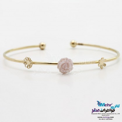 Gold Bangle Bracelet - Flower Design-MB1095